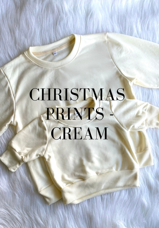 Christmas Prints - Cream Sweater ALL Sizes